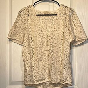 Sezane Cream Lace Blouse